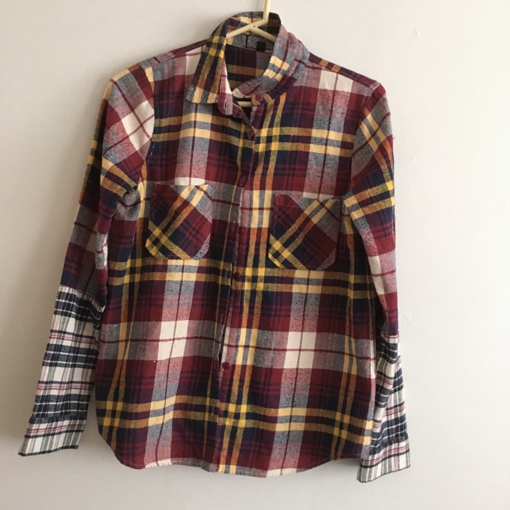 Lucca Couture plaid flannel button up shirt small Western Festival
